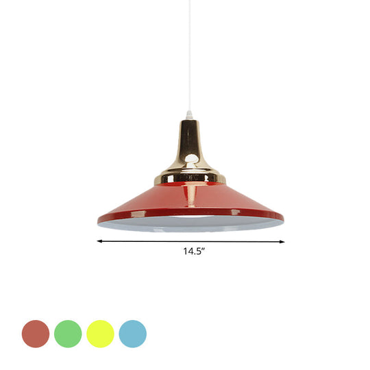Contemporary Pyramid Pendant Lamp: Aluminum Polished Finish 1-Bulb Light For Corridor