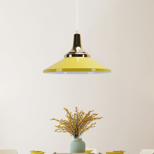 Contemporary Pyramid Pendant Lamp: Aluminum Polished Finish 1-Bulb Light For Corridor