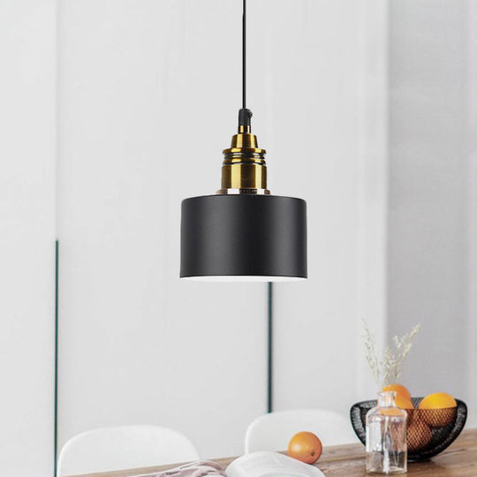 Modern Monochrome Round Shade Hanging Light - Stylish Aluminum Pendant for Study Room