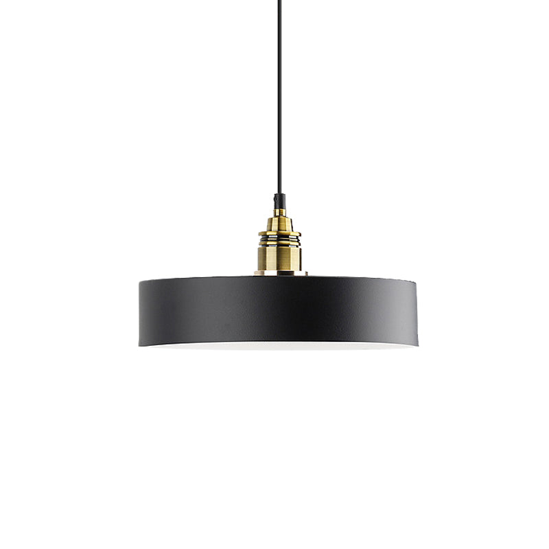 Modern Monochrome Round Shade Hanging Light - Stylish Aluminum Pendant for Study Room