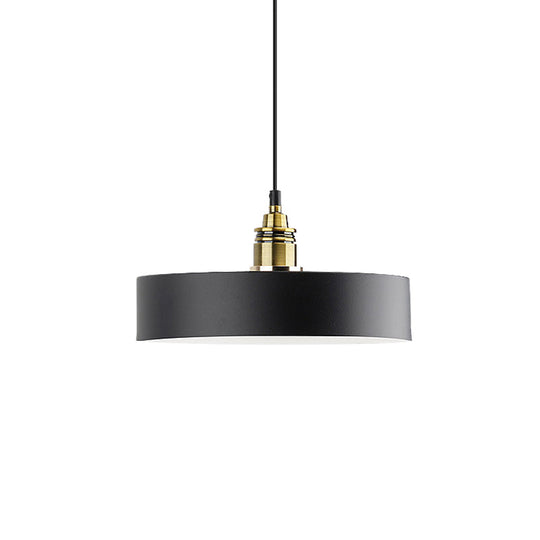 Modern Monochrome Round Shade Hanging Light - Stylish Aluminum Pendant for Study Room