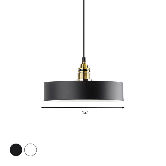 Modern Monochrome Round Shade Hanging Light - Stylish Aluminum Pendant for Study Room