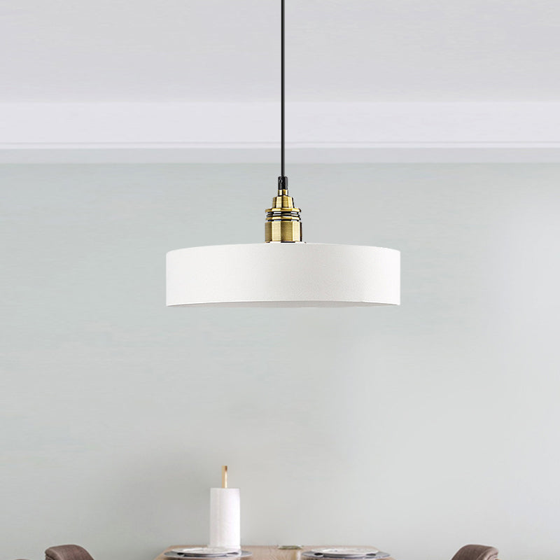 Modern Monochrome Round Shade Hanging Light - Stylish Aluminum Pendant for Study Room