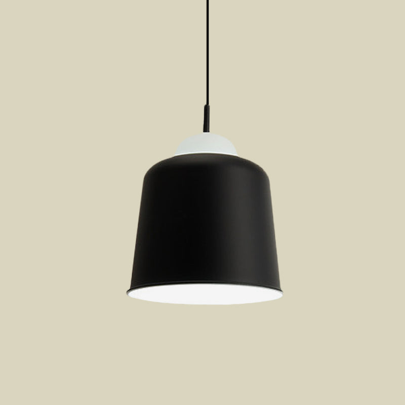 Sleek Monochrome Metal Suspension Light for Study Room - Single Light Hanging Lamp