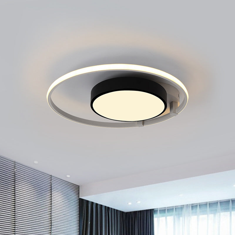 Modern Circular Acrylic Flush Ceiling Light: Stylish Black Finish, 2/3 Lights, Ceiling Mount Fixture for Living Room
