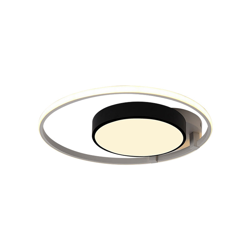Modern Circular Acrylic Flush Ceiling Light: Stylish Black Finish, 2/3 Lights, Ceiling Mount Fixture for Living Room