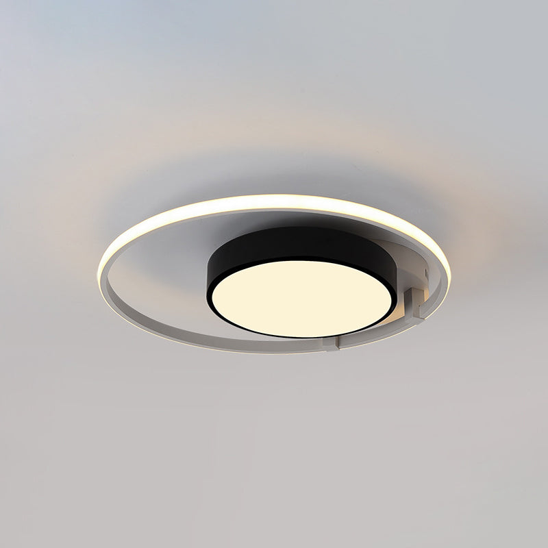 Modern Circular Acrylic Flush Ceiling Light: Stylish Black Finish, 2/3 Lights, Ceiling Mount Fixture for Living Room