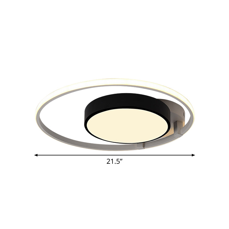 Modern Circular Acrylic Flush Ceiling Light: Stylish Black Finish, 2/3 Lights, Ceiling Mount Fixture for Living Room
