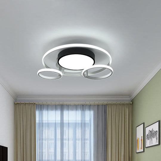 Modern Circular Acrylic Flush Ceiling Light: Stylish Black Finish, 2/3 Lights, Ceiling Mount Fixture for Living Room