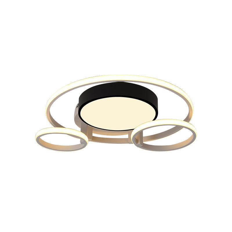 Modern Circular Acrylic Flush Ceiling Light: Stylish Black Finish, 2/3 Lights, Ceiling Mount Fixture for Living Room