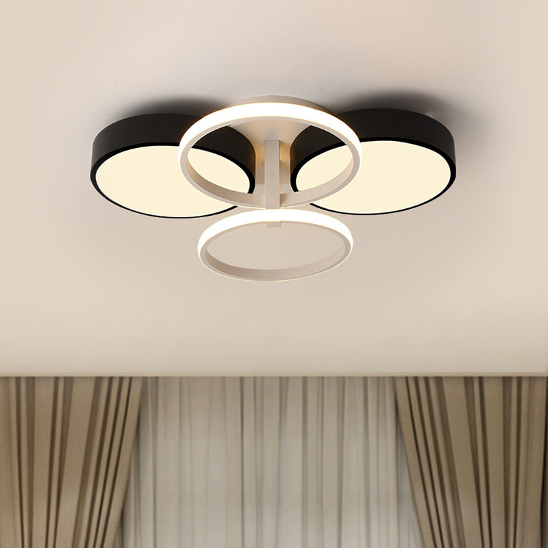Modern Circular Acrylic Flush Ceiling Light: Stylish Black Finish, 2/3 Lights, Ceiling Mount Fixture for Living Room