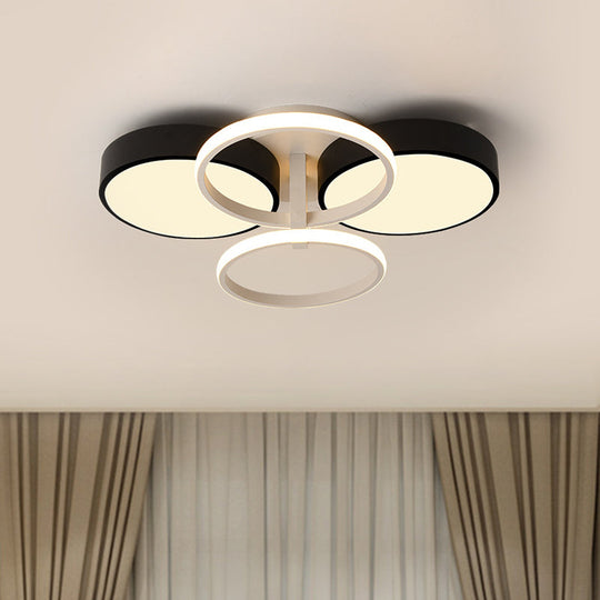 Modern Circular Acrylic Flush Ceiling Light: Stylish Black Finish, 2/3 Lights, Ceiling Mount Fixture for Living Room