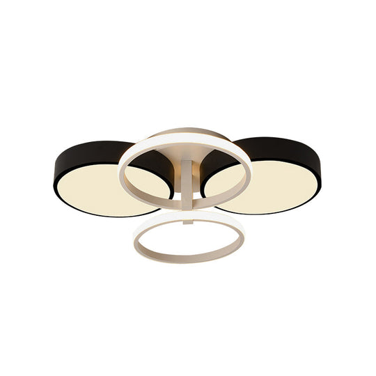 Modern Circular Acrylic Flush Ceiling Light: Stylish Black Finish, 2/3 Lights, Ceiling Mount Fixture for Living Room