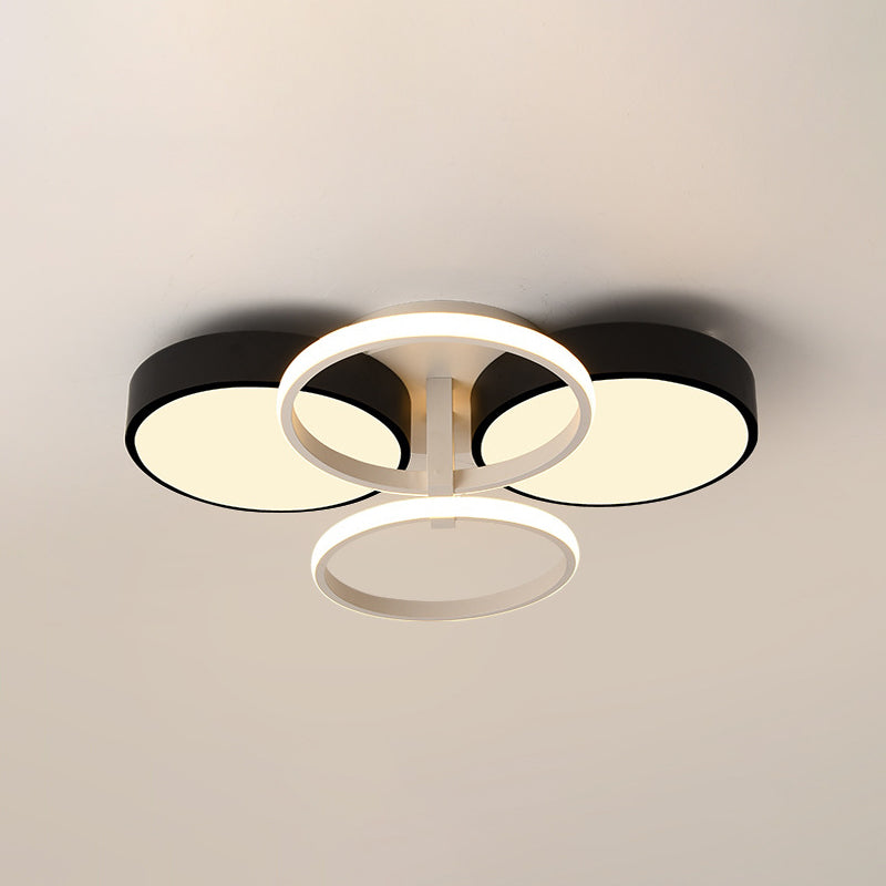 Modern Circular Acrylic Flush Ceiling Light: Stylish Black Finish, 2/3 Lights, Ceiling Mount Fixture for Living Room