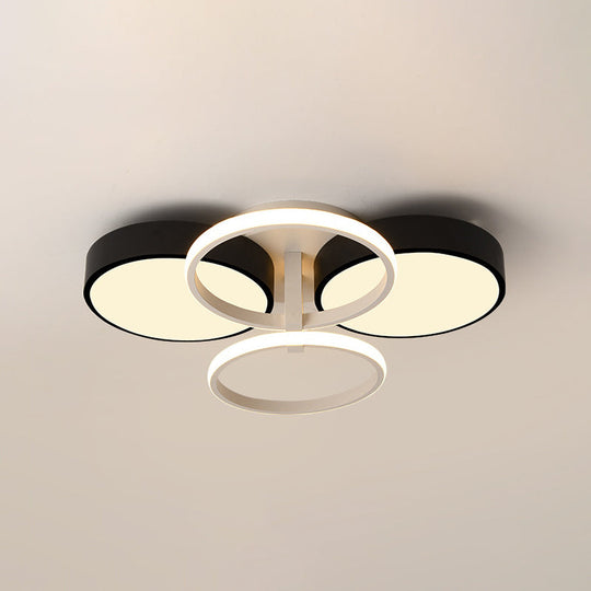 Modern Circular Acrylic Flush Ceiling Light: Stylish Black Finish, 2/3 Lights, Ceiling Mount Fixture for Living Room