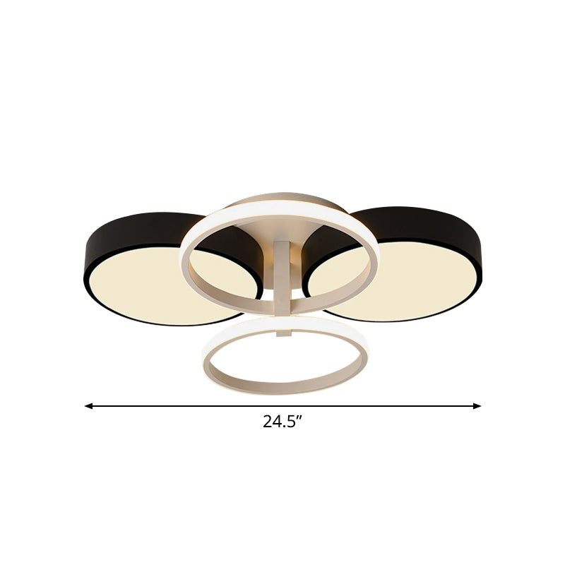 Modern Circular Acrylic Flush Ceiling Light: Stylish Black Finish, 2/3 Lights, Ceiling Mount Fixture for Living Room