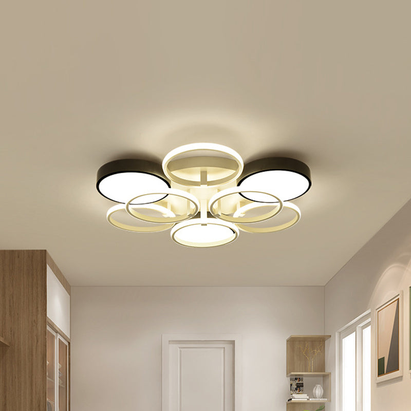 Modern Circular Acrylic Flush Ceiling Light: Stylish Black Finish, 2/3 Lights, Ceiling Mount Fixture for Living Room