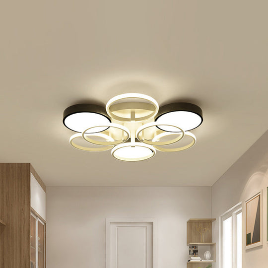 Modern Circular Acrylic Flush Ceiling Light: Stylish Black Finish, 2/3 Lights, Ceiling Mount Fixture for Living Room