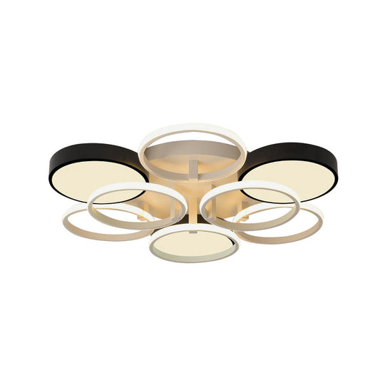 Modern Circular Acrylic Flush Ceiling Light: Stylish Black Finish, 2/3 Lights, Ceiling Mount Fixture for Living Room