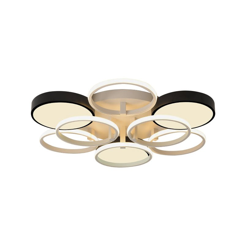 Modern Circular Acrylic Flush Ceiling Light: Stylish Black Finish 2/3 Lights Mount Fixture For