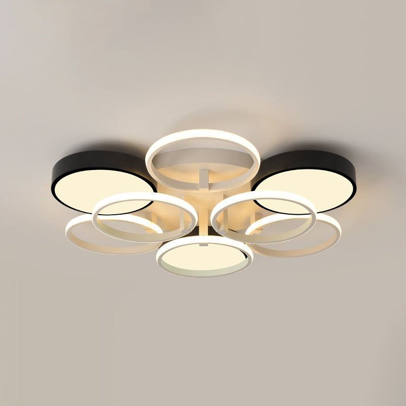 Modern Circular Acrylic Flush Ceiling Light: Stylish Black Finish, 2/3 Lights, Ceiling Mount Fixture for Living Room