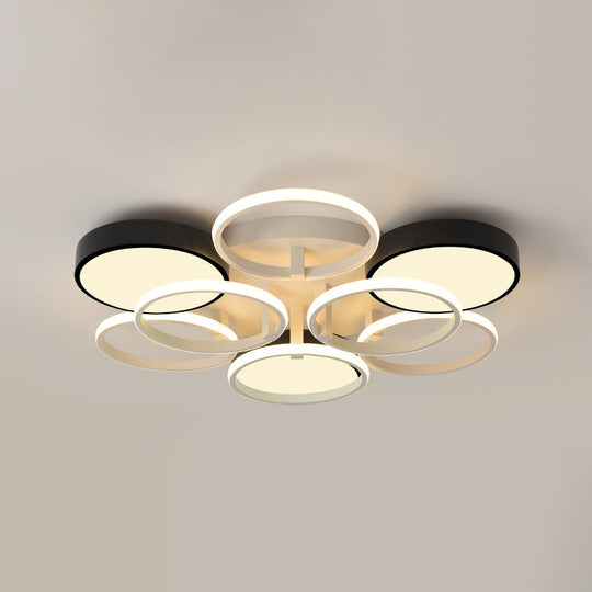Modern Circular Acrylic Flush Ceiling Light: Stylish Black Finish, 2/3 Lights, Ceiling Mount Fixture for Living Room
