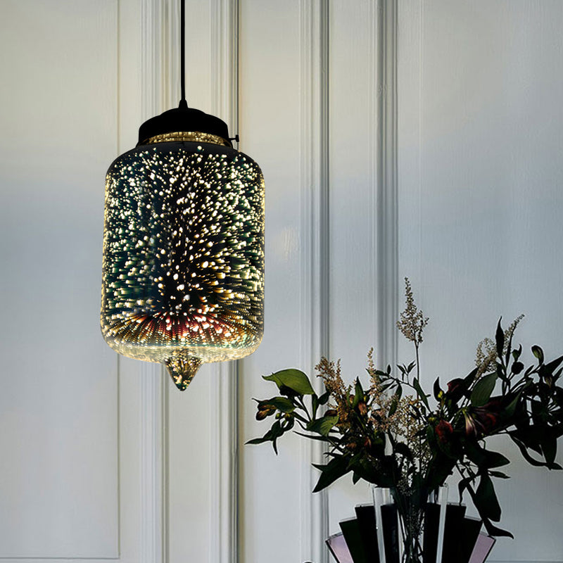 Modern Glass Pendant Lighting - Colorful 3-D Cylinder/Oval/Cone Shape Chrome Led Ceiling Lamp / A