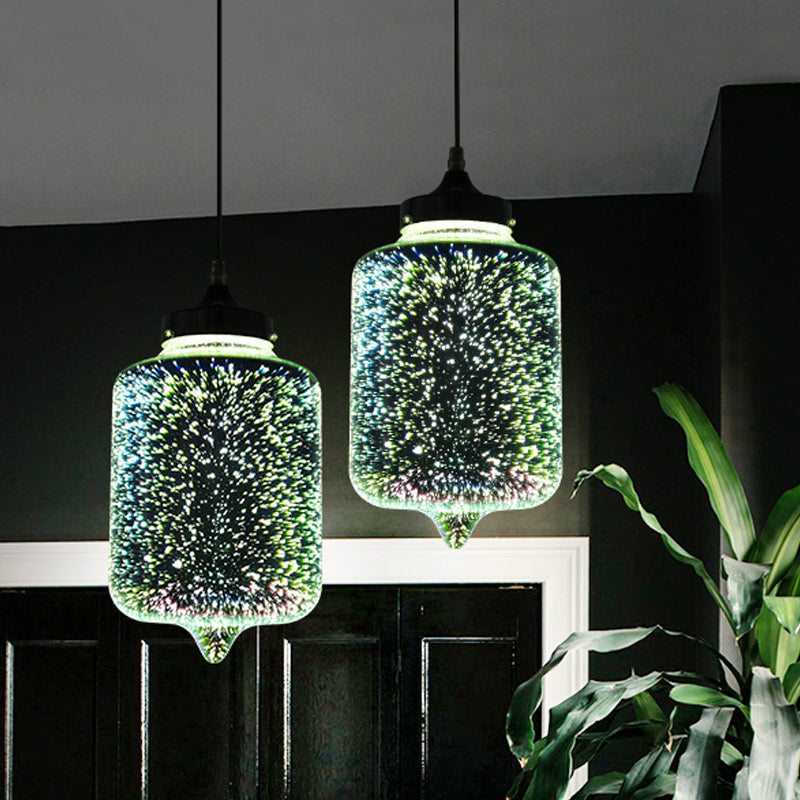 Modern Glass Pendant Lighting - Colorful 3-D Cylinder/Oval/Cone Shape Chrome Led Ceiling Lamp