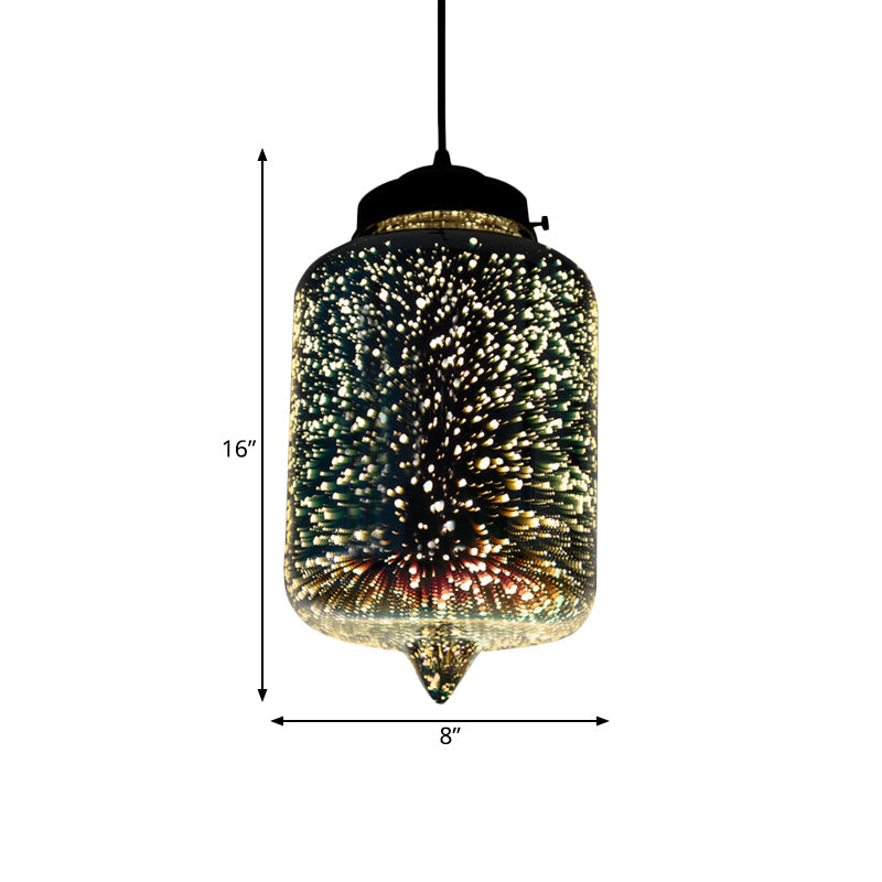 Colorful Glass Pendant Lamp with Chrome LED, Modern 3-D Design, Hanging Ceiling Lighting