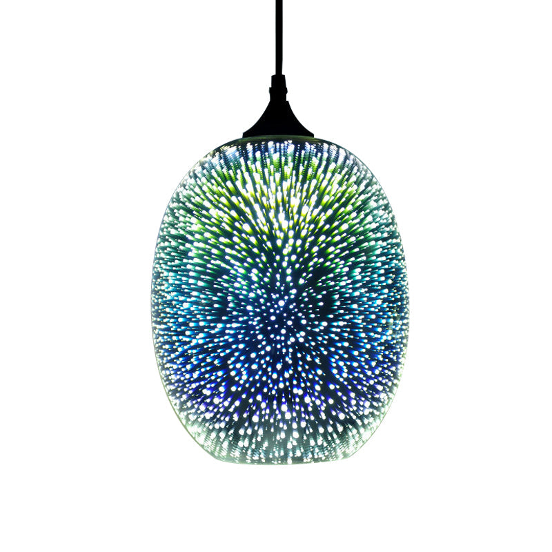 Colorful Glass Pendant Lamp with Chrome LED, Modern 3-D Design, Hanging Ceiling Lighting