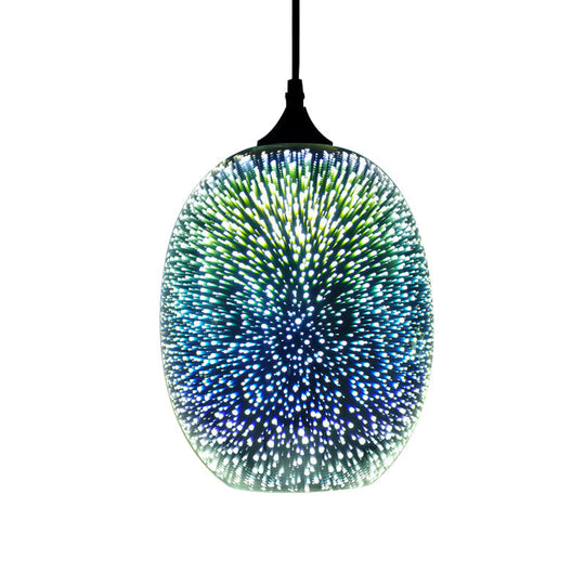 Modern Glass Pendant Lighting - Colorful 3-D Cylinder/Oval/Cone Shape Chrome Led Ceiling Lamp