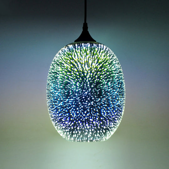 Modern Glass Pendant Lighting - Colorful 3-D Cylinder/Oval/Cone Shape Chrome Led Ceiling Lamp