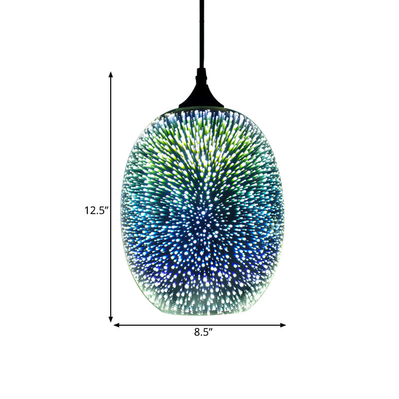 Colorful Glass Pendant Lamp with Chrome LED, Modern 3-D Design, Hanging Ceiling Lighting