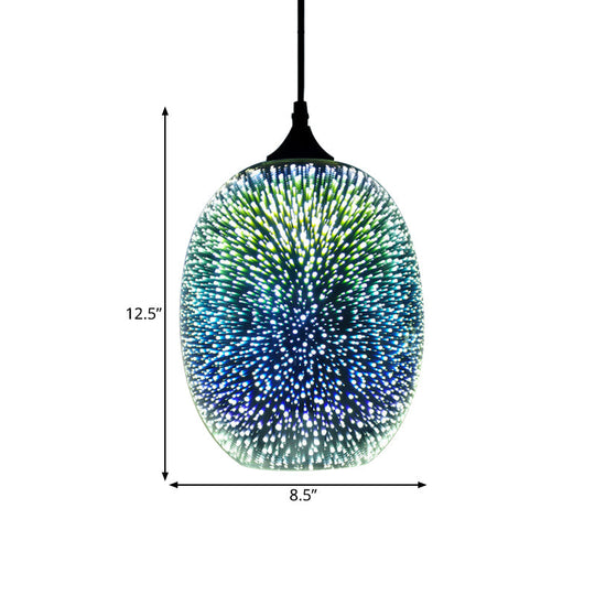 Modern Glass Pendant Lighting - Colorful 3-D Cylinder/Oval/Cone Shape Chrome Led Ceiling Lamp