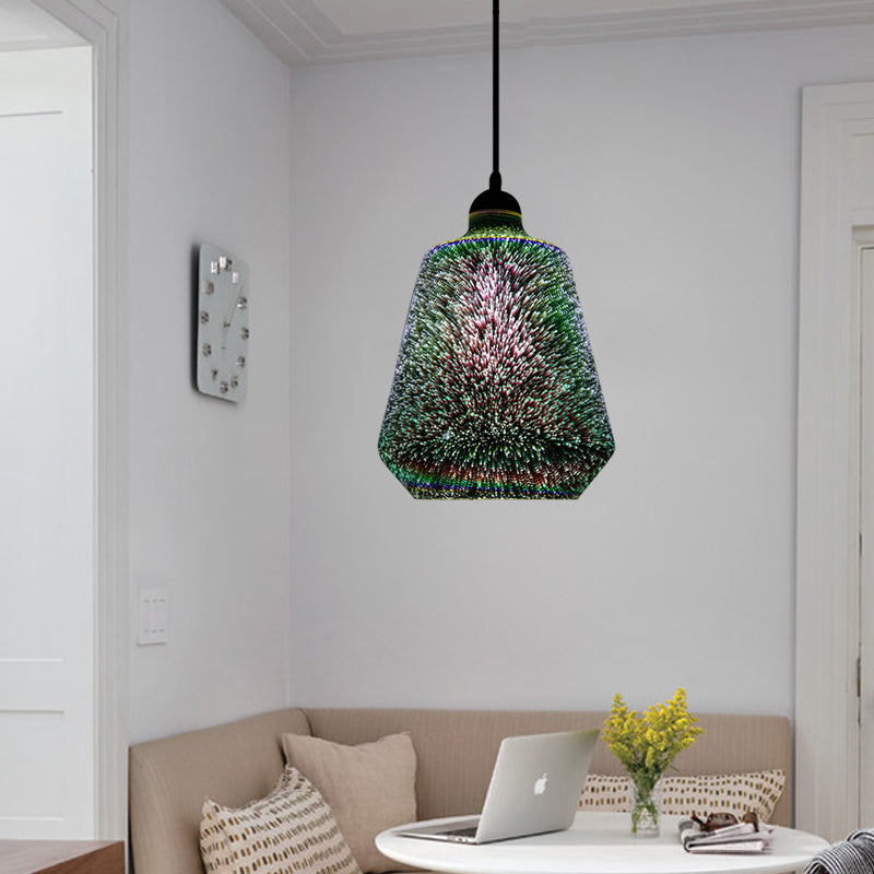 Modern Glass Pendant Lighting - Colorful 3-D Cylinder/Oval/Cone Shape Chrome Led Ceiling Lamp