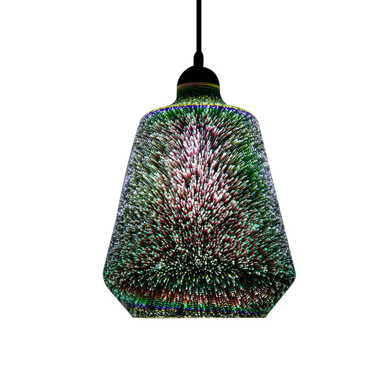 Modern Glass Pendant Lighting - Colorful 3-D Cylinder/Oval/Cone Shape Chrome Led Ceiling Lamp