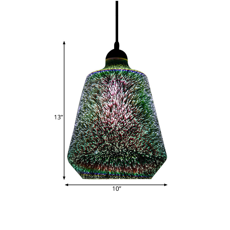 Modern Glass Pendant Lighting - Colorful 3-D Cylinder/Oval/Cone Shape Chrome Led Ceiling Lamp