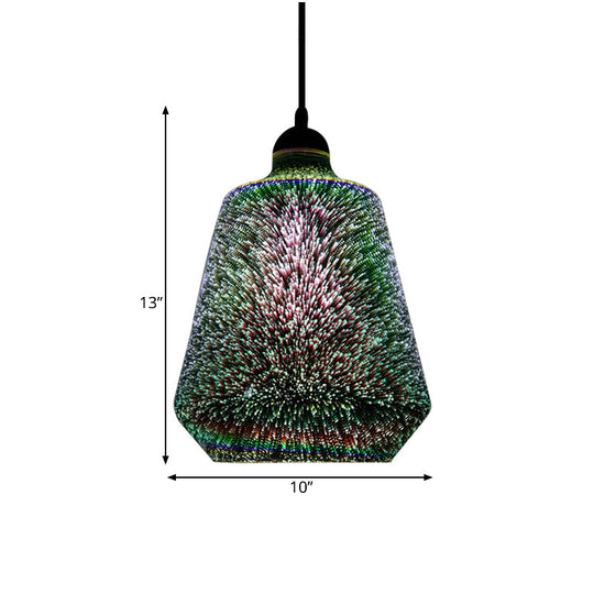 Modern Glass Pendant Lighting - Colorful 3-D Cylinder/Oval/Cone Shape Chrome Led Ceiling Lamp