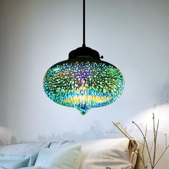 Modern Glass Pendant Lighting - Colorful 3-D Cylinder/Oval/Cone Shape Chrome Led Ceiling Lamp / D