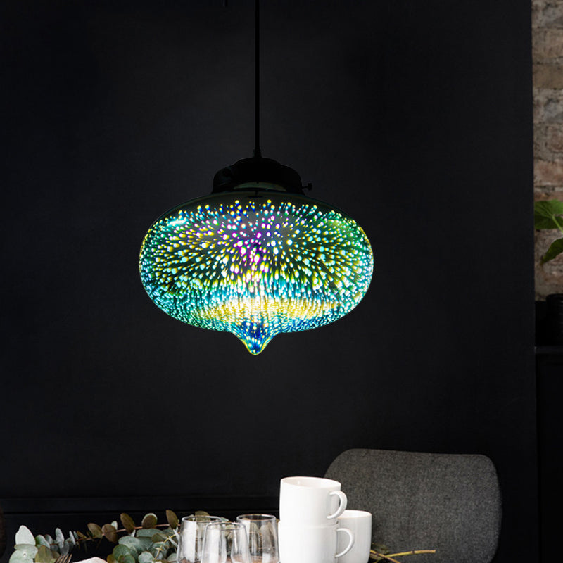 Colorful Glass Pendant Lamp with Chrome LED, Modern 3-D Design, Hanging Ceiling Lighting