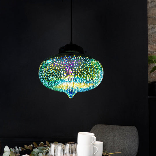 Colorful Glass Pendant Lamp with Chrome LED, Modern 3-D Design, Hanging Ceiling Lighting