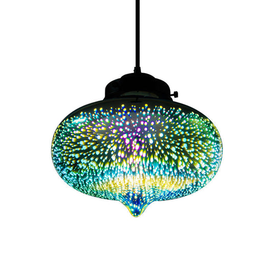 Modern Glass Pendant Lighting - Colorful 3-D Cylinder/Oval/Cone Shape Chrome Led Ceiling Lamp