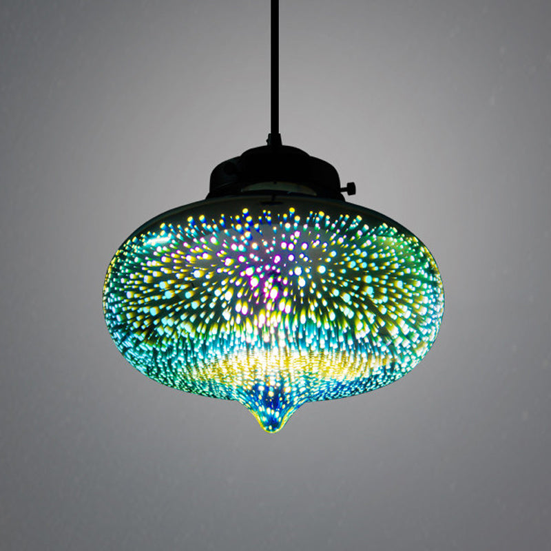 Modern Glass Pendant Lighting - Colorful 3-D Cylinder/Oval/Cone Shape Chrome Led Ceiling Lamp