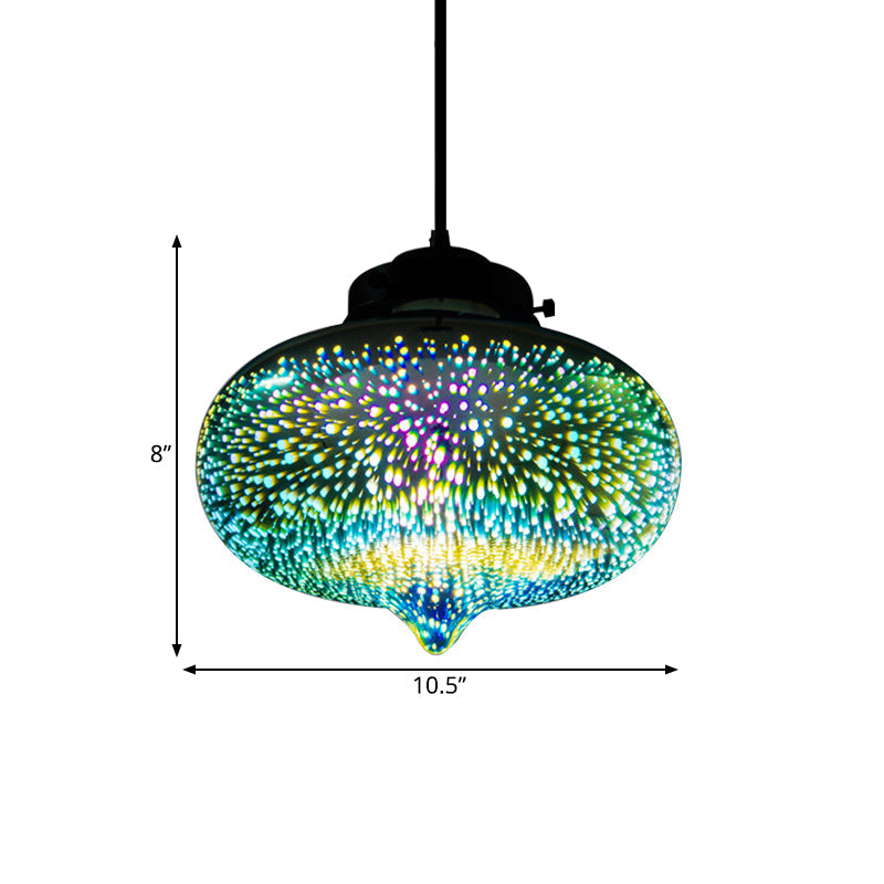 Colorful Glass Pendant Lamp with Chrome LED, Modern 3-D Design, Hanging Ceiling Lighting