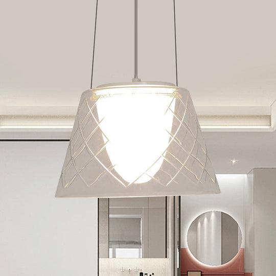 Modern Clear Lattice Glass Chandelier Sleek 1-Light Chrome Hanging Fixture