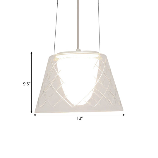 Modern Clear Lattice Glass Chandelier Sleek 1-Light Chrome Hanging Fixture