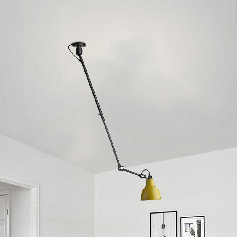 Modern Metallic Dome Pendant Lamp - 1 Bulb Black/Gray Ceiling Light With Articulated Arm For Kitchen