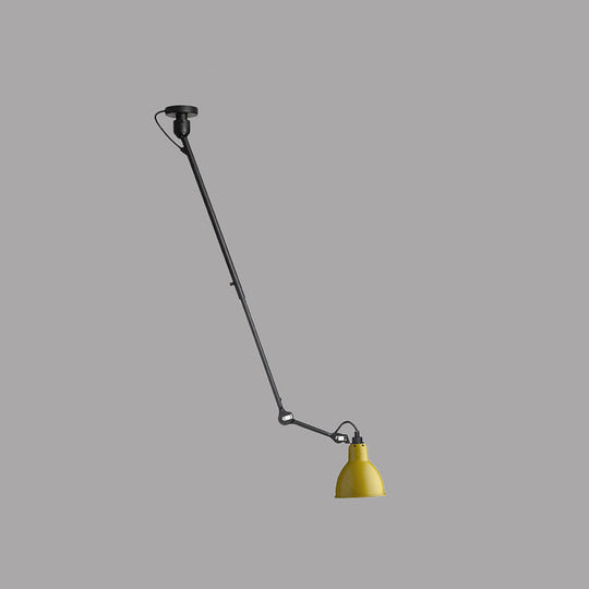 Modern Metallic Dome Pendant Lamp - 1 Bulb Black/Gray Ceiling Light With Articulated Arm For Kitchen