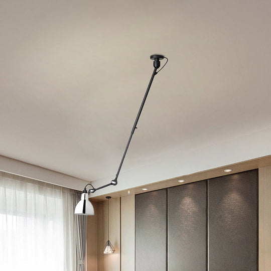 Modern Dome Pendant Lamp with Articulating Arm - Black/Gray Ceiling Light for Kitchen