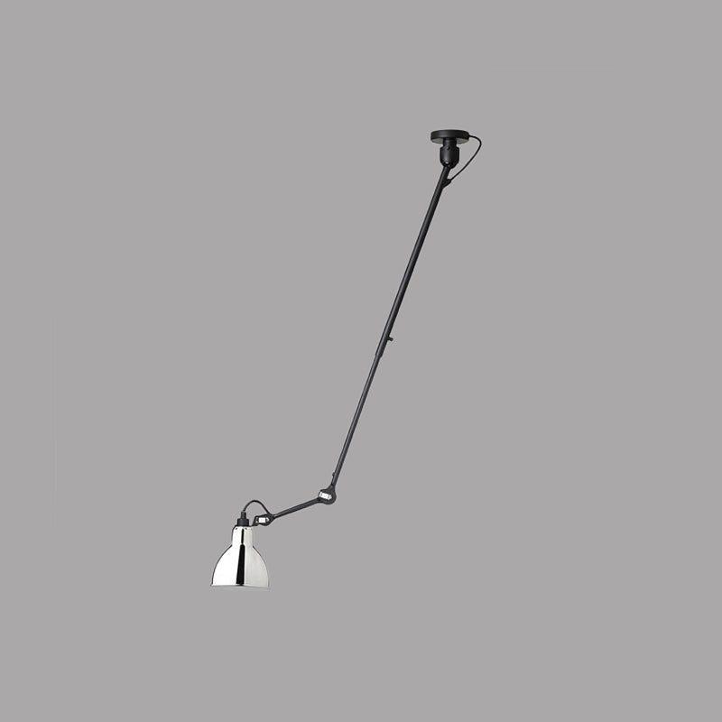 Modern Metallic Dome Pendant Lamp - 1 Bulb Black/Gray Ceiling Light With Articulated Arm For Kitchen